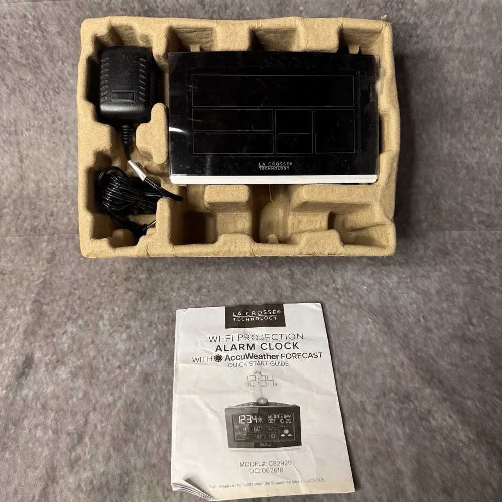 La Crosse Technology C82929 WiFi Projection Alarm Clock AccuWeather w/ Adapter